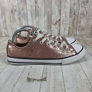 Converse Chuck Taylor All Star Low Top Rose Gold Glitter Sneakers Womens 8